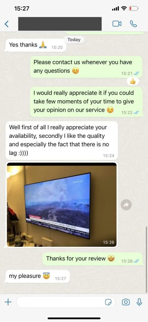 NigmaTV IPTV WhatsApp support screenshot 2