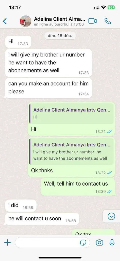NigmaTV IPTV WhatsApp support screenshot 5